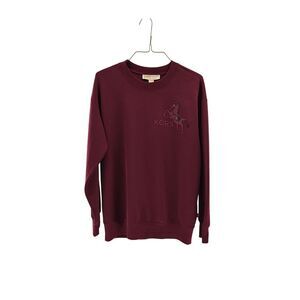 Michael Kors Lny Horse Patch Crew Oxblood Sleeved Top XS